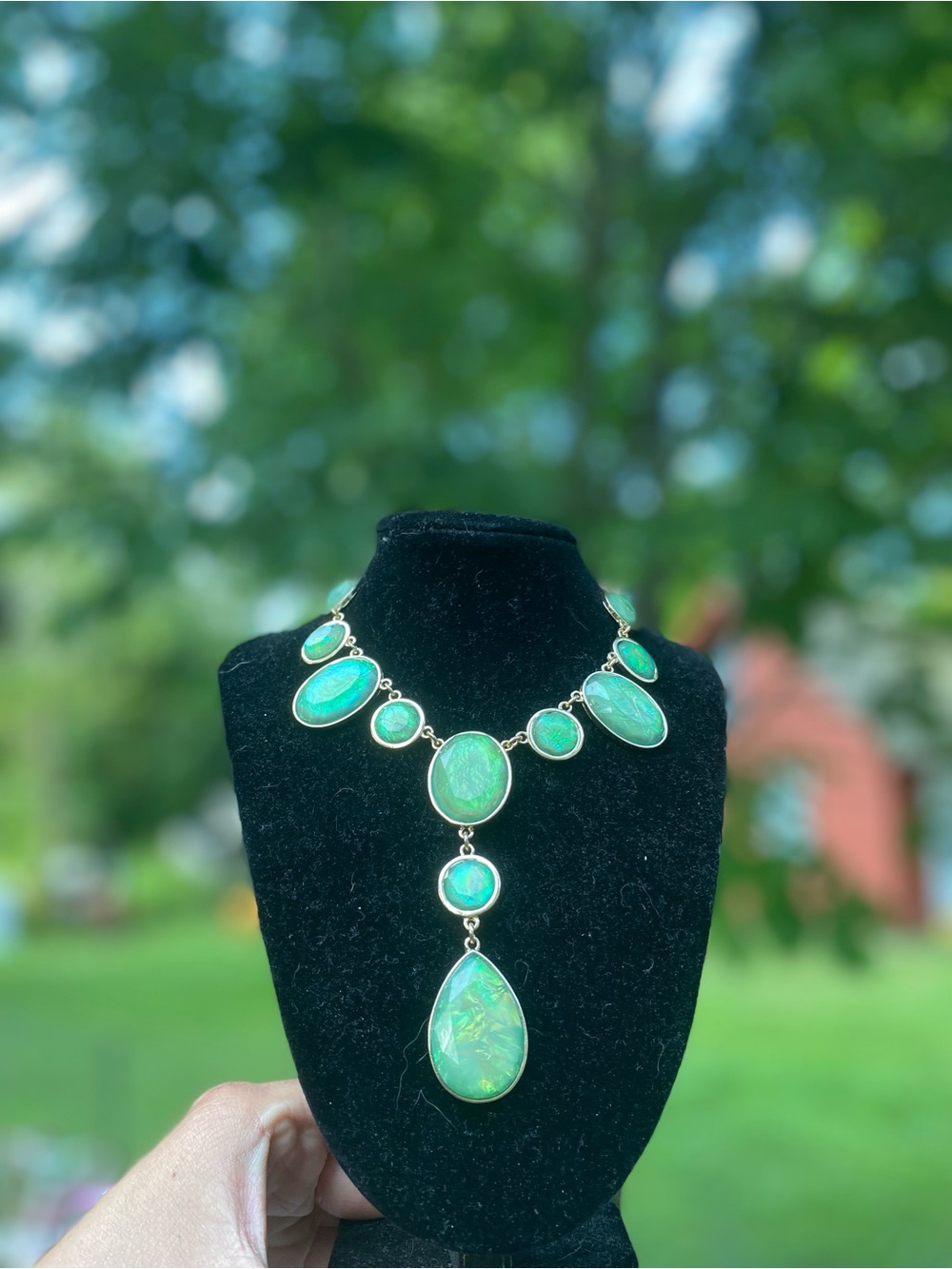 ”Mermaid Dreams” Green Opal-Style Statement Y-Drop Necklace Irresistible